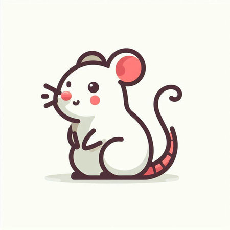 Cute cartoon rat. Vector illustration in flat style. Isolated on white background.のイラスト素材