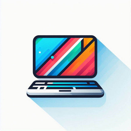 Laptop icon, vector illustration. Flat design style with long shadowのイラスト素材