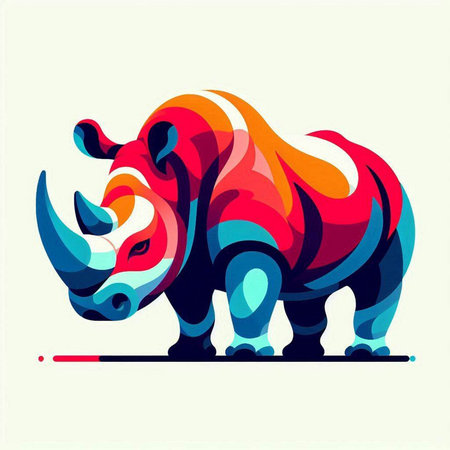 Colorful rhinoceros. Vector illustration isolated on white background.のイラスト素材