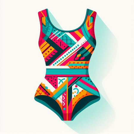 Swimsuit with colorful geometric pattern. Vector illustration for your designのイラスト素材