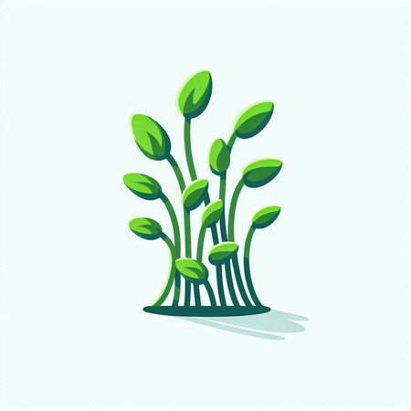 Microgreens icon, vector illustration. Flat design style. Green sprouts.のイラスト素材