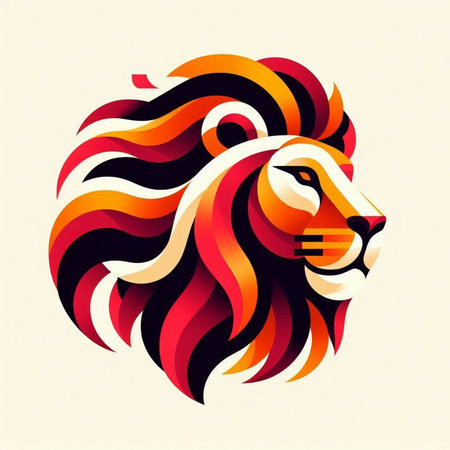 Lion head vector illustration. Colorful lion head logo. Vector illustration.のイラスト素材