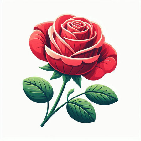 Red rose isolated on white background. Vector illustration. EPS 10.のイラスト素材