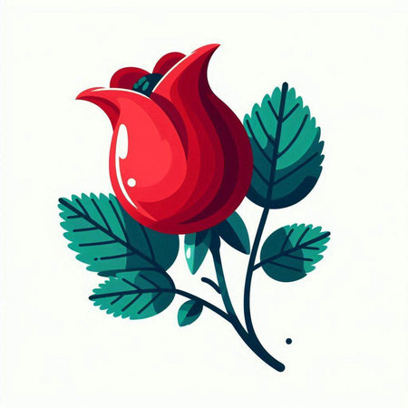 Rose flower isolated on white background. Vector illustration in flat style.のイラスト素材