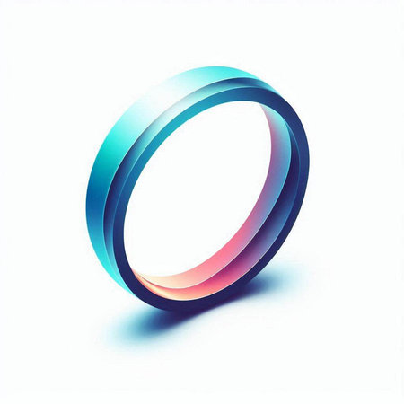 abstract blue ring on a white background. 3d render.のイラスト素材