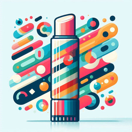 Vector illustration of a tube of lipstick on colorful background. Flat style.のイラスト素材
