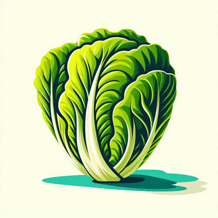 Illustration of a fresh chinese cabbage on a white background.のイラスト素材
