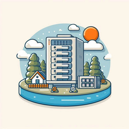 Vector illustration of modern flat design concept of big data storage and cloud computing.のイラスト素材