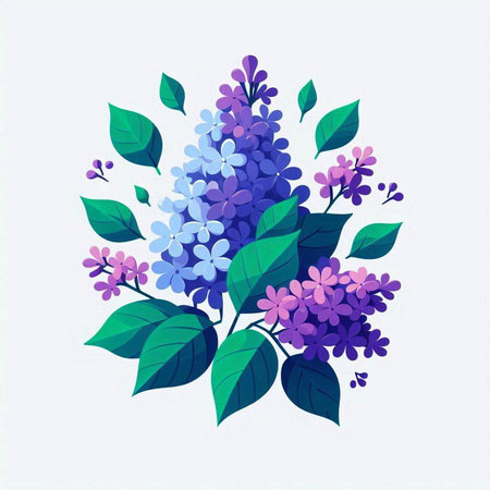 Bouquet of lilacs on a white background. Vector illustration.のイラスト素材
