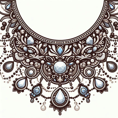 Jewelry design element on white background. Hand drawn illustration.のイラスト素材