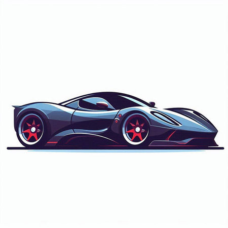 Vector illustration of a sports car on a white background. Side view.のイラスト素材