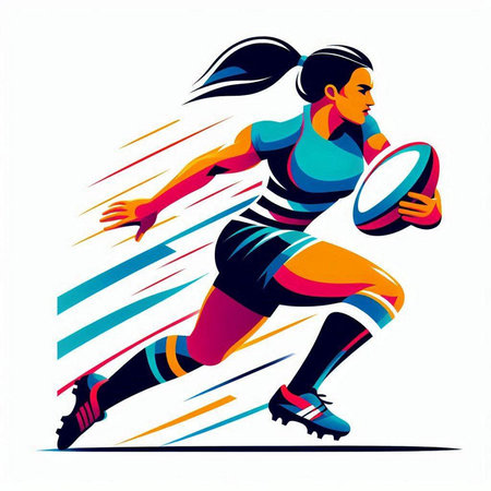 Rugby player with a ball. Vector illustration for your designのイラスト素材