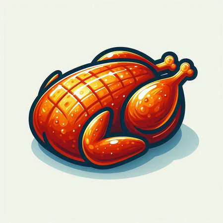 Illustration of roasted turkey. Vector illustration of a roasted turkey.のイラスト素材