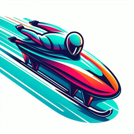 Bobsled vector illustration, isolated on white background. Cartoon style.のイラスト素材