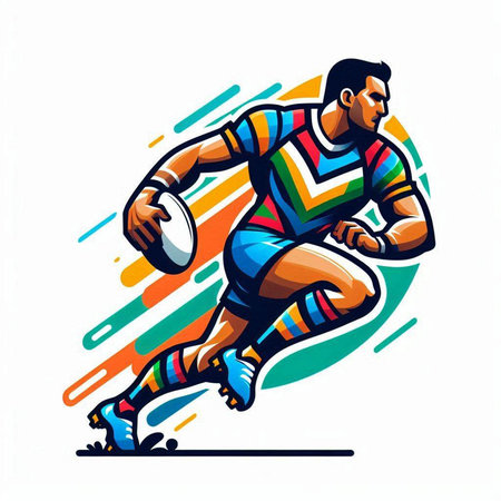 Rugby player with ball. Vector illustration of a rugby playerのイラスト素材