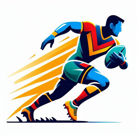 Rugby player with ball. Vector illustration for your design.のイラスト素材
