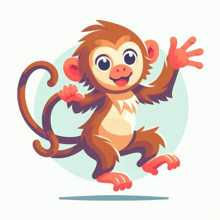 Cute cartoon monkey. Vector illustration isolated on a white background.のイラスト素材
