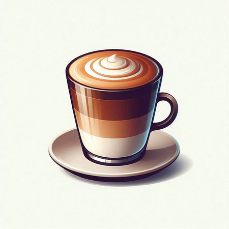 Illustration of a cup of cappuccino on a white backgroundのイラスト素材