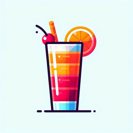 Cocktail icon in flat style. Colorful vector illustration.のイラスト素材