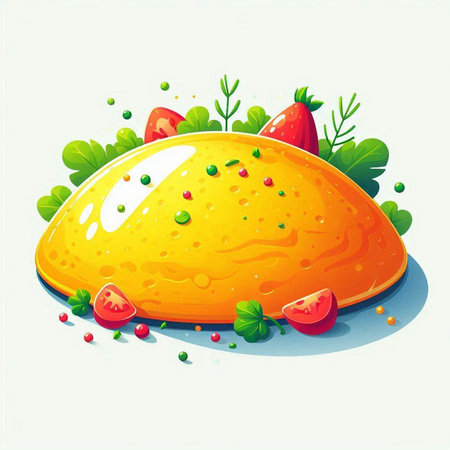 Illustration of a piece of cheese with strawberries on a white backgroundのイラスト素材