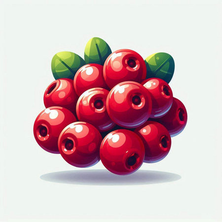 Illustration of a bunch of red cranberries on a white backgroundのイラスト素材