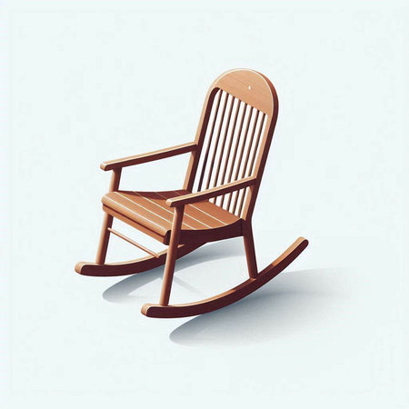 illustration of a wooden rocking chair on a light background with shadowのイラスト素材