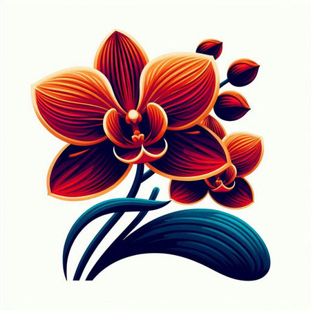 Orchid flower vector illustration. Floral botanical design element.のイラスト素材