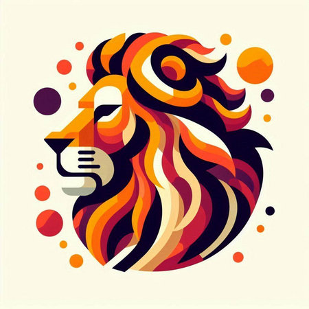 Lion head with colorful spots. Vector illustration for your design.のイラスト素材
