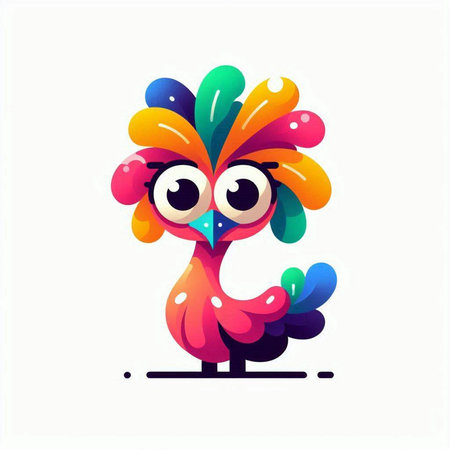 Funny colorful rooster vector illustration. Cute cartoon rooster.のイラスト素材