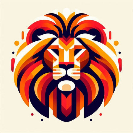 Lion head with abstract pattern. Vector illustration for your design.のイラスト素材