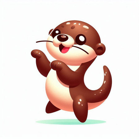 Cute cartoon baby otter on a white background. Vector illustration.のイラスト素材