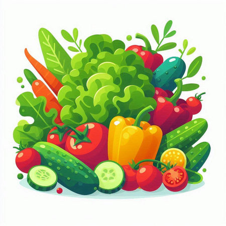 Fresh vegetables. Vector illustration of a set of vegetables for your designのイラスト素材
