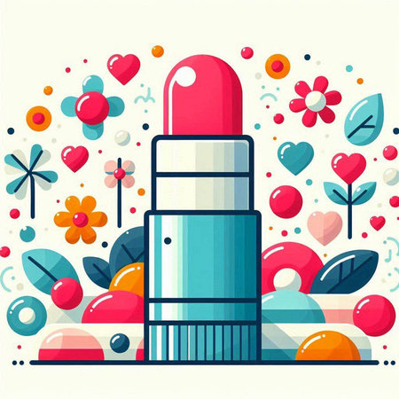 Vector illustration of red lipstick in flat style. Beauty and cosmetics concept.のイラスト素材