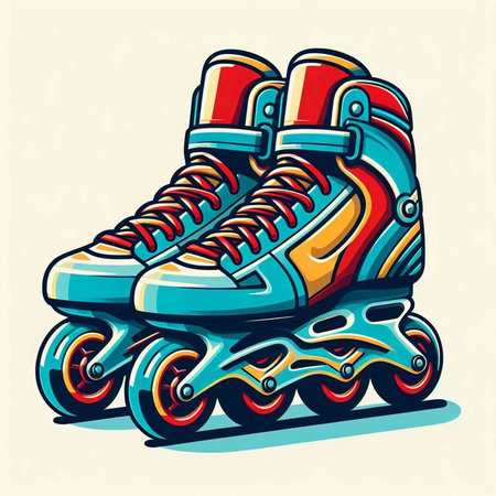 Roller skates isolated on white background. Vector illustration in retro style.のイラスト素材
