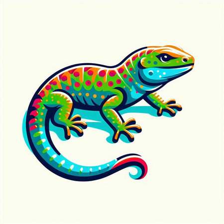 Vector illustration of a lizard in the style of a flat design.のイラスト素材