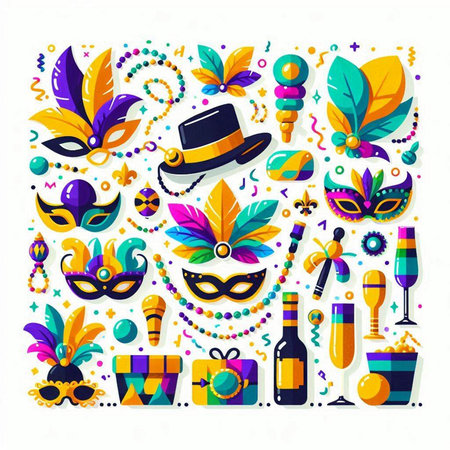Mardi gras party background with carnival mask. Vector illustrationのイラスト素材