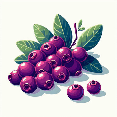 Bunch of berries with leaves. Vector illustration in cartoon style.のイラスト素材