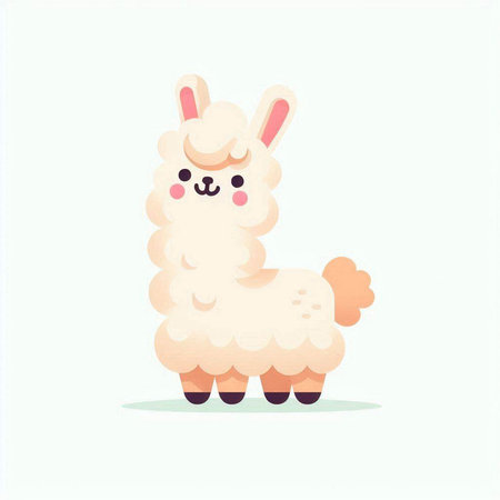 Cute cartoon alpaca isolated on white background. Vector illustration.のイラスト素材