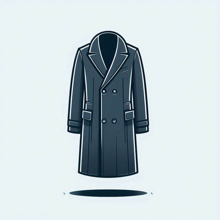 Vector illustration of a coat on a light blue background with a shadowのイラスト素材