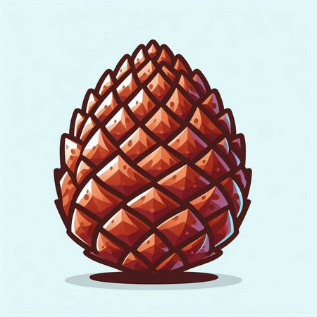 Cedar cone isolated on blue background. Vector illustration. Eps 10のイラスト素材