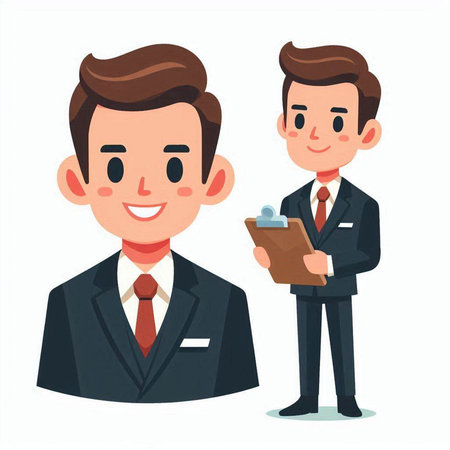 Businessman and manager. Vector illustration in a flat cartoon style.のイラスト素材