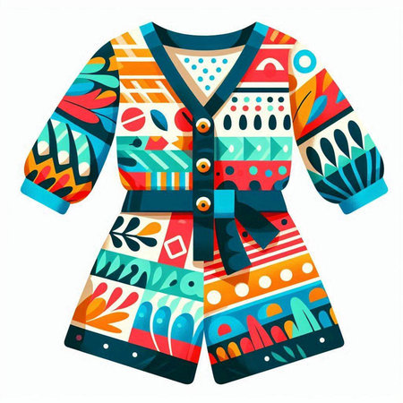 Women's winter coat with a pattern on a white background. Vector illustration.のイラスト素材