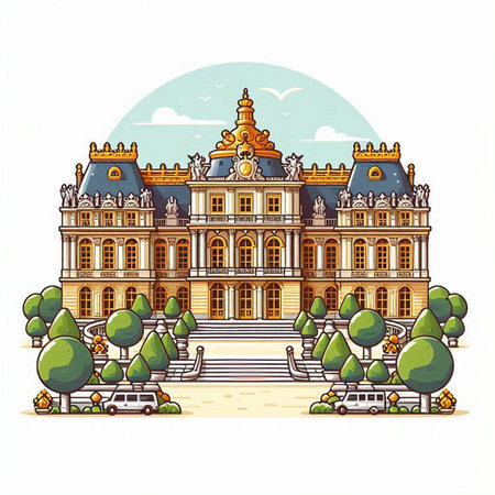 Palace Belvedere in Vienna, Austria. Vector illustration.のイラスト素材