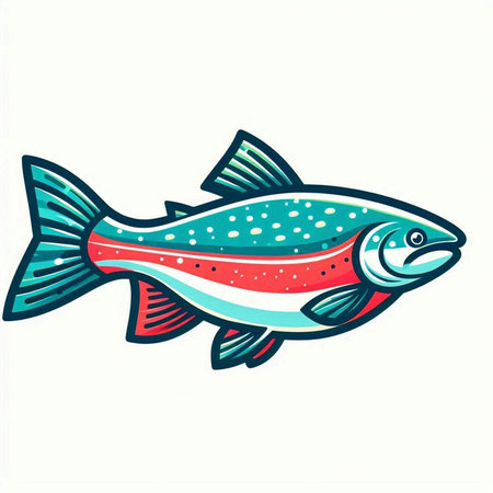 Illustration of a salmon fish isolated on a white background. Vector illustration.のイラスト素材