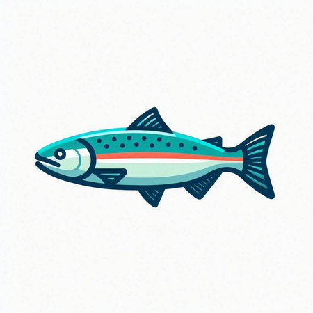 Illustration of a rainbow trout fish isolated on a white background.のイラスト素材
