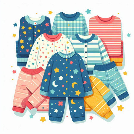 Vector illustration of children's clothes. Baby clothes. Baby clothes.のイラスト素材
