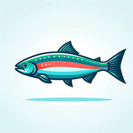 Illustration of a trout fish on a light background. Vector illustrationのイラスト素材