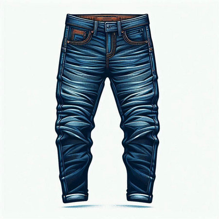 Jeans. Denim style. Hand drawn sketch. Vector illustration.のイラスト素材