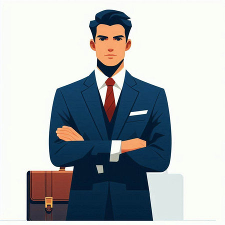 Portrait of a businessman with a briefcase. Vector illustration.のイラスト素材