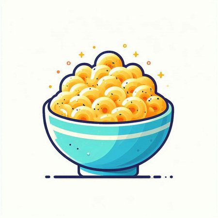 Illustration of macaroni in a bowl. Vector illustration.のイラスト素材